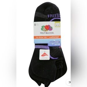 Fruit Of The Loom 6pr.,CoolZone,moisture wick arch support, vented,no-show tab